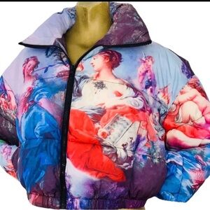 NWOT Azalea Wang RENNAISANCE Art PUFFER JACKET Size Large